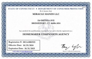 Homemaker Companion Agency license in the state of Connecticut.